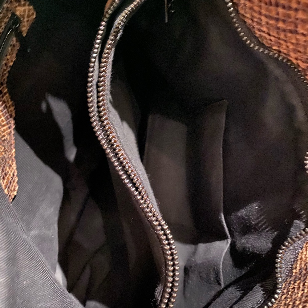 Brown Leather Python Print Hobo Bag - image 7